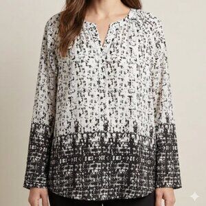 Haggar Clothing Petite Print Blouse Size Petite Large